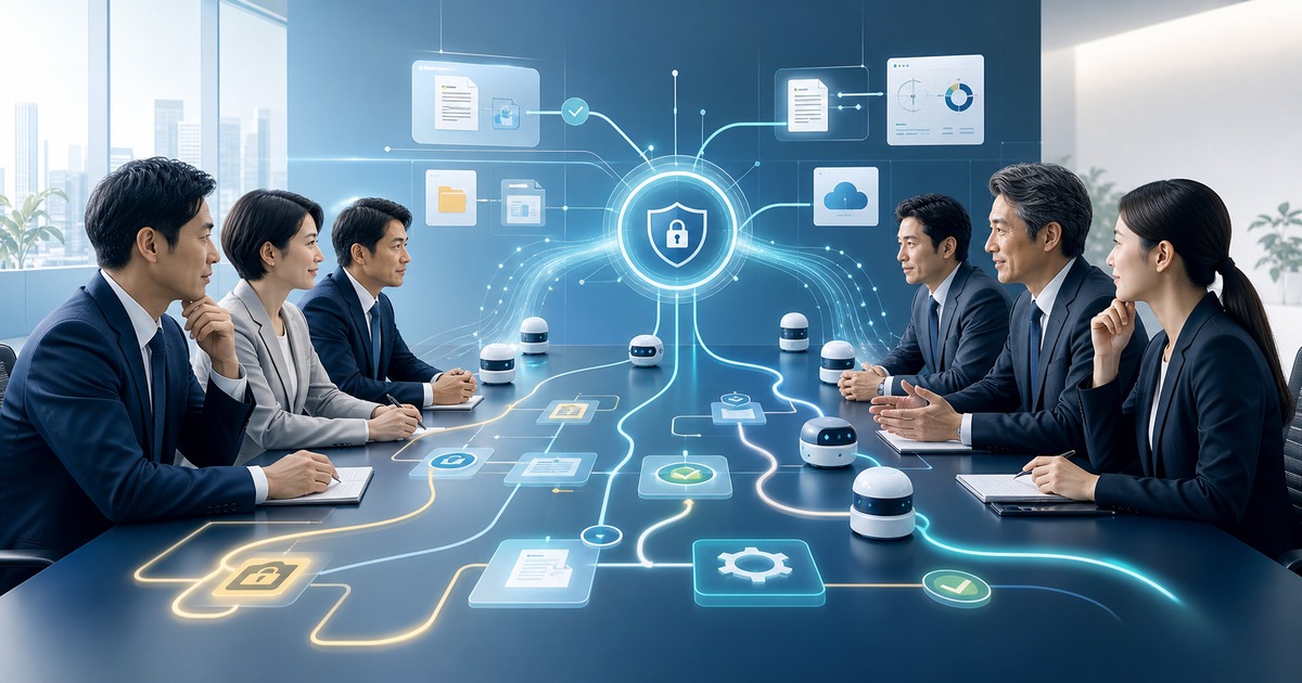 RPA・業務自動化支援会社M&Aで安全な業務承継を協議する経営チーム